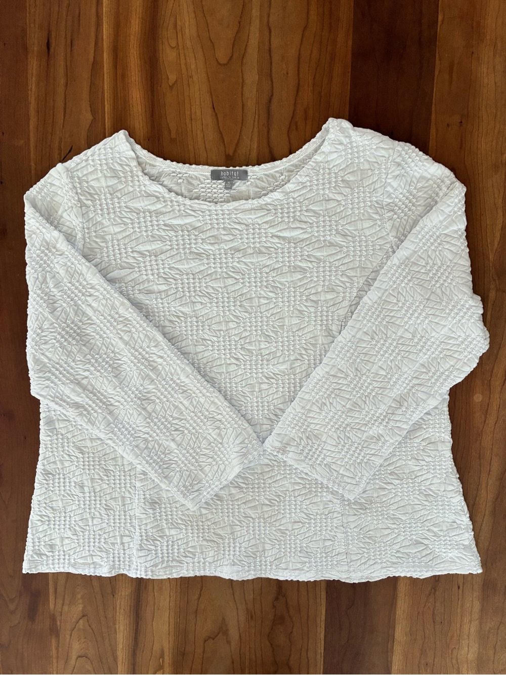 Habitat Clothes to Live In White Sunburst Knit Boatneck Top XL Textured